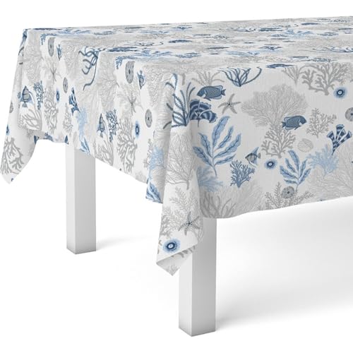 ECOMMERC3 | Mantel Hule Mesa Rectangular Tamaño 100x140 cm - Estilo, Durabilidad y Fácil Limpieza para tu Mesa - Mantel Hule Antimanchas e Impermeable - Reef Azul
