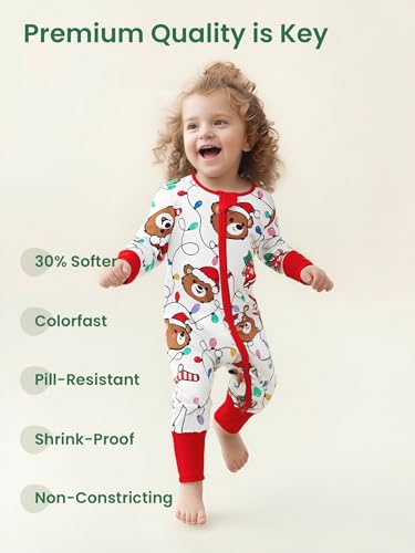 Image of Unisex Baby Bamboo Viscose Long Sleeve Romper, Cute Prints Zipper Footless Jumpsuit, Toddler One-Piece Outfits