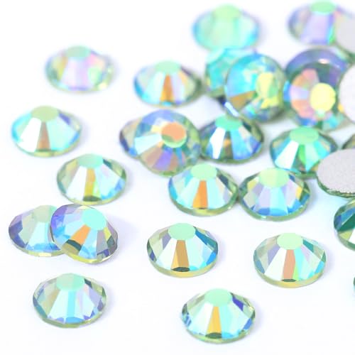 Image of Rhinestones Crystals Rhinestones for Crafts Nail rhinestones Glass Flatback Nail Gems and Rhinestones for Nails Art Makeup Bags Shoes Decoration DIY(SS10,1440pcs,Light Green AB)
