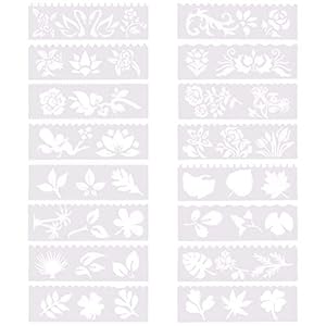 GORGECRAFT 16 stks Blad Stencils, 2 x 7 Plastic Bloem Schilderen Stencils Herbruikbare Stencils Sjablonen voor DIY…