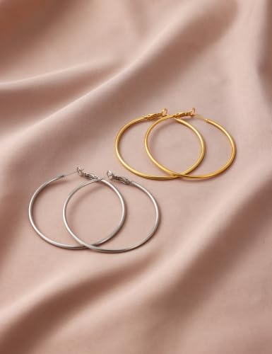 Image of Gacimy Gold Hoop Earrings for Women, 14K Gold Plated Thin Hoops