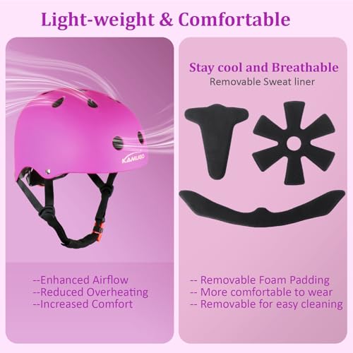 KAMUGO Kids Adjustable Helmet, Suitable for Toddler Kids Ages 2-8 Boys Girls, Multi-Sport Safety Cycling Skating Scooter Helmet (Purple, Small)