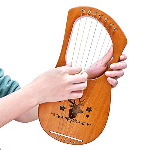 Lyre Harp Mahogany, 7 String With Black Gig Bag, Tuning Wrench, Extra String And Pick, Best Gifts For Music Enthusiast Adult, Beginners #TOP1