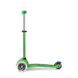 Micro Kickboard | Mini Deluxe LED | Three-Wheeled | Lean-to-Steer Swiss-Designed Micro Scooter | Motion-Activated Light-Up Wheels | Toddlers & Children Ages 2-5 (Green/Blue)