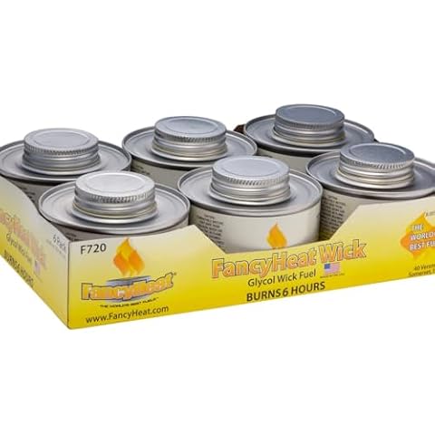 Fancy Heat, Clean Burning Chafing Dish Fuel with Minimal Odor and Soot, "6 Pack", 6 Hour 8oz, Yellow Label Cover