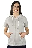Pimatee Women's French Terry Short Sleeve Zip Hoodie