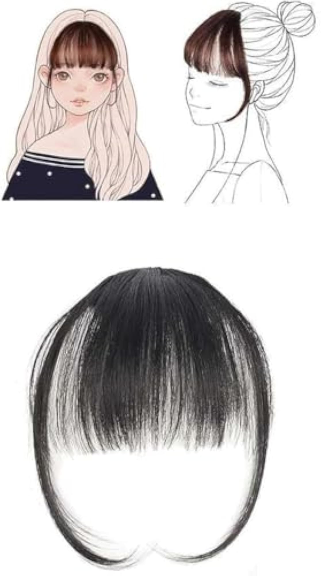Clip in Front Bangs Hair Extensions for Women, 4.7 Inch