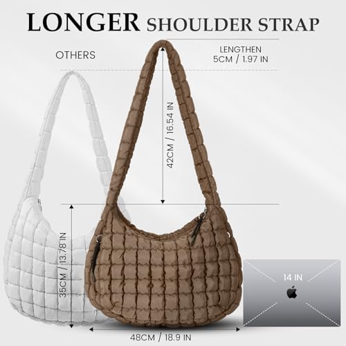 Image of Puffer Tote Bag Quilted Carryall Bag Crossbody Bag Puffy Shoulder Bag for Women Lightweight Hobo Bags