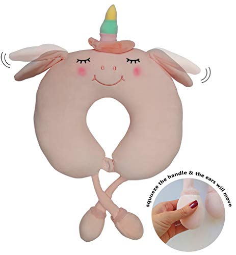 HeguSun Unicorn Travel Pillow with Moving Ears, Travel Pillow for Kids Adults, Plush Unicorn Toy U S - //coolthings.us