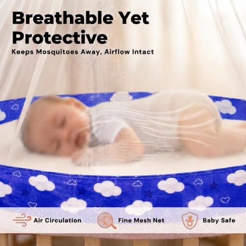 Image of VParents Sleeping Essentials Set with Mosquito Net & Spring (Blue) | Window Hanger not Included, Sunny