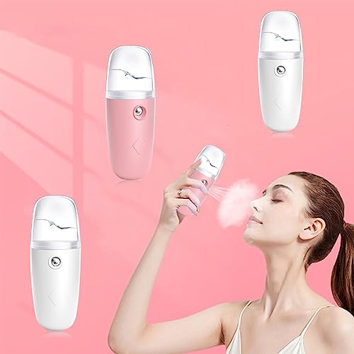 osiuujkw Mini-Gesichtssprüher ABS 300mAh Handtyp Cold Mist 30ml wiederaufladbarer Reisen Hautpflege Gesichtsbefeuchter – Bild 4