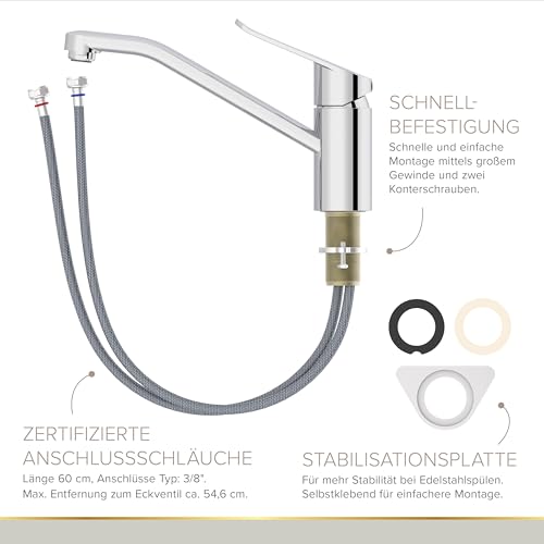 Robinet de cuisine chromé Lenz Mila 46060602 avec bec pivotant - 6