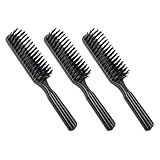 LUXXII (3 Pack) 6' Pocket Plastic Handle Nylon Bristle Brush Hair Comb Designed for All Hair Types (A)