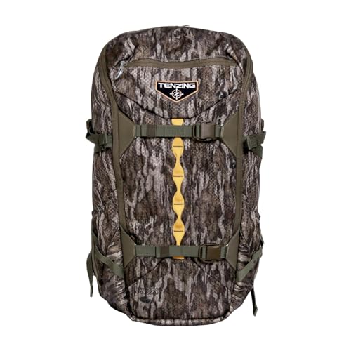 Image of TENZING 2100 Whitetail Day Pack, Mossy Oak Bottomlands Hydration Bladder Compatible Durable Camo Backpack with 4 Compartments & 15 Organizational Pockets for Hunting Gear and Equipment
