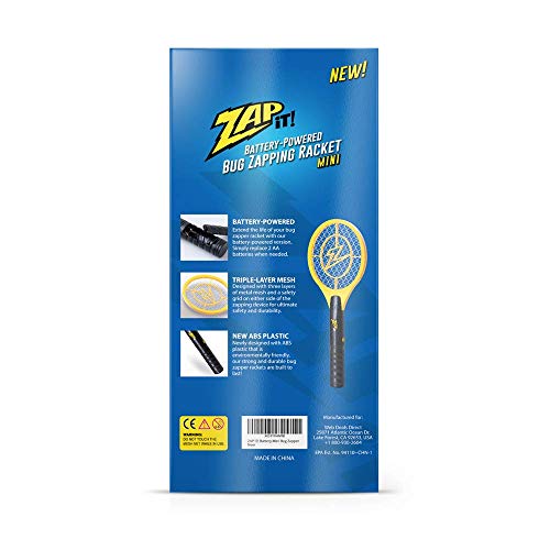 Zap It Electric Fly Swatter Racket & Mosquito Zapper - High Duty Battery Powered 3,500 Volt Electric Bug Zapper Racket - Fly Swatter Electric - Fly Killer Fly Swatter For Indoors (2 Aa Included) #TOP7