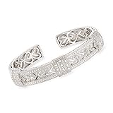 ross simons 0 25 ct t w diamond vintage style cuff bracelet in sterling silver 7 inches