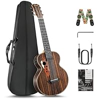 ♪ STRIPED EBONY WOOD BODY - Caramel CB904G 30 inch Guitalele are made of Ebony wood with beautiful wood grain patterns makes the perfect choice for moonlit beach strolls and bonfire singalongs, as well as a guaranteed conversation starter in any perf...
