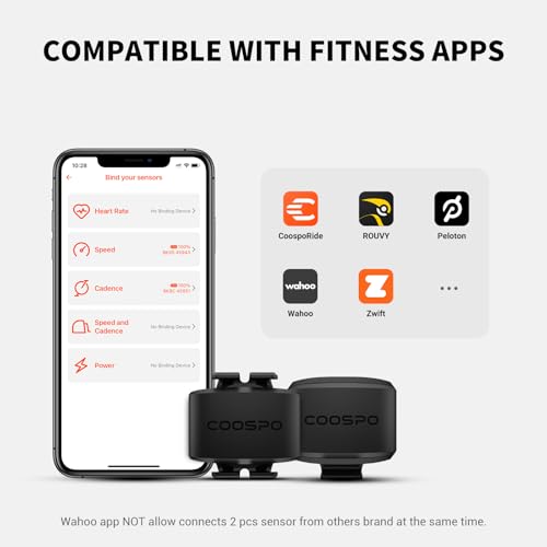 COOSPO BK9 Cadence&Speed Sensor,Bluetooth5.0 ANT+ Cycling Sensor,Wireless Bike Sensor,IP67 Waterproof&350H Battery,Compatible with Rouvy/Zwift/Peloton/Wahoo/Bike Computer - Image 2