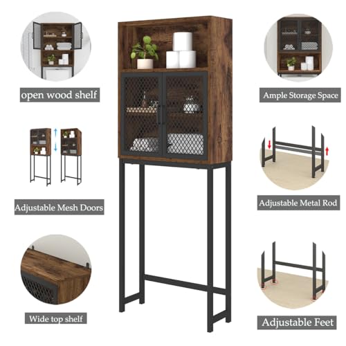 Over-Toilet-Bathroom-Organizer-Wood-Metal-Over-The-Toilet-Storage-Industrial-Bathroom-Space-Saver-Behind-Toilet-Freestanding-Bathroom-Storage-Cabinet-Over-Toilet-wtih-Shelf-Rustic-Brown Over Toilet Bathroom Organizer Wood Metal Over The Toilet Storage Industrial Bathroom Space Saver Behind Toilet Freestanding Bathroom Storage Cabinet Over Toilet wtih Shelf Rustic Brown