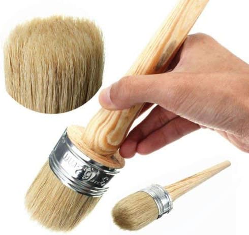 2 PCS Chalk Paint Wax Brush Set – 1" 2" Natural Bristle Round Wax Brush for Painting or Waxing Furniture Home Décor