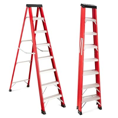 Ladder 8-Foot Fiberglass Step Ladder, 500-Pound Load Capacity, Type IAA, Folding Platform Ladders for Home (8 FT)