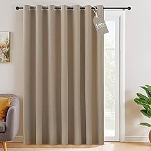 NICETOWN Linen Sliding Glass Door Curtain 100% Blackout, W100 x L84 in Room Divider Curtain for Bedroom, Under Stair, Faux Linen Thermal Insulated Privacy Drape for Villa Wide Window, Taupe, 1 Panel