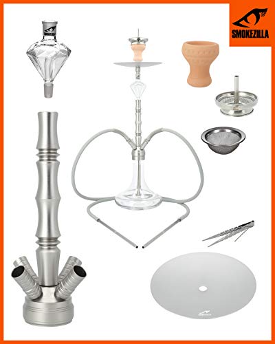 Smokezilla® MINYA 2S Shisha Set Anthrazit - 2 Schläuche + Anschluss & Mundstücke - Inklusive Shisha Zubehör Mit… – Bild 8