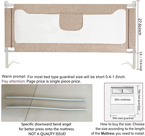 Magicfox Bed Rails For Toddlers, Extra Tall Specially Designed For Twin, Full, Queen, King Size - Safety Bed Guard Rails For Kids (One Side 74.8" X 27", Khaki) #TOP6