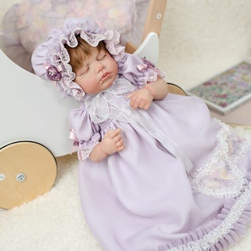 Cloveray 20inchs Lifelike Reborn Baby Doll, Adjustable Posture Vinyl Newborn Doll with Removable Dress, Realistic Baby Doll for 3+ Ages