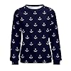 Qjjinxior Casual Ladies Jumper, Nautical Themed Simple Anchors Sweatshirts for Women, Crewneck Long Sleeve Top #4