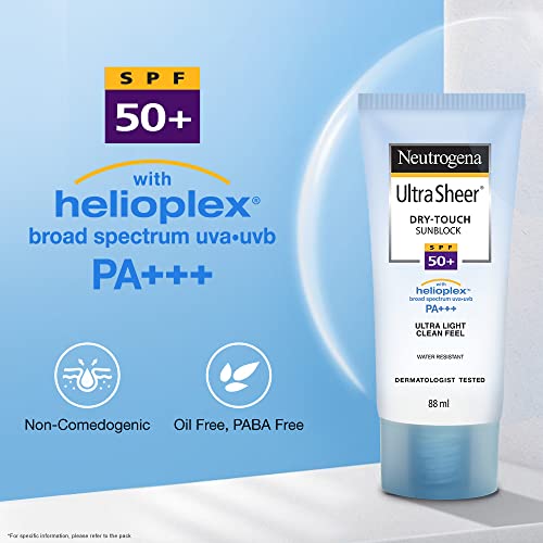 Neutrogena Ultra Sheer Dry-Touch Sunscreen Lotion, Broad Spectrum Spf 55 Uva/Uvb Protection, Light, Water Resistant, Non-Comedogenic & Non-Greasy, Travel Size, 3 Fl. Oz #TOP4