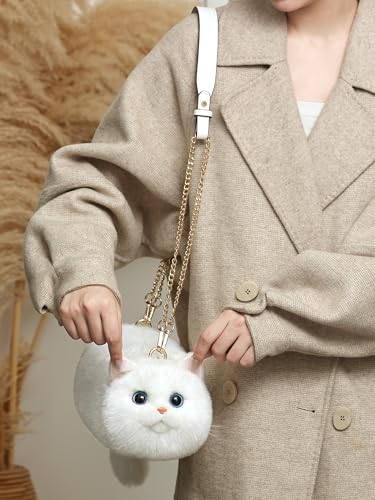 Cat Crossbody Bag Realistic Cat Shaped Backpack with Adjustable Strap and Metal Chain, Gift for Girl,Sister,and Daughter 6