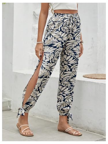 Floerns Women's Plus Size Boho Split Side Knot Trousers High Waisted Casual Jogger Pants4