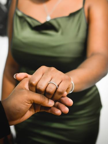 KSTYLE Moissanite Wedding Bands for Women Eternity Band Ring, D Color VVS1 Clarity Sterling Silver Rings 18K White Gold Plated Stacking Engagement Ring for Women-New Shared Prong Setting2