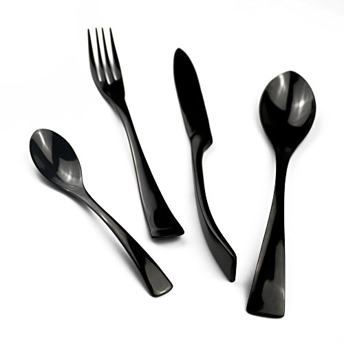 20-Piece-1810-Stainless-Steel-Flatware-Set-Mirror-Polishing-Black-Serive-for-4 20 Piece 1810 Stainless Steel Flatware Set Mirror Polishing Black Serive for 4