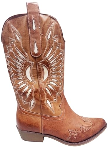 Matisse Women's Bandera Western Boots, Mid-Calf, Tan Faux Leather, Pull-On Style4