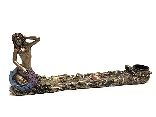 Ytc Antique Bronze Mermaid Statue Embellished Incense Fragrance Burner #TOP5