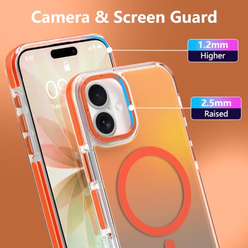 Image of Magnetic Case for iPhone 17 [Compatible with Magsafe] [Cute Fashion Fluorescent Design] [1 Screen Protector] Slim Translucent Matte Case for iPhone 17 6.3 inch 2025, Orange