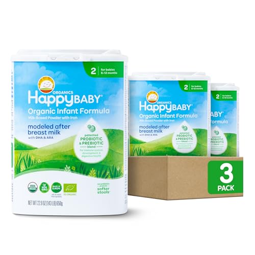 Happy Baby Organics Stage 2 Infant Formula, 6 12 Months, Milk Based Organic Baby Formula Powder with Iron, Probiotics & Prebiotics for Immune & Digestive Support, 22.9 Ounce (Pack of 3) image 3