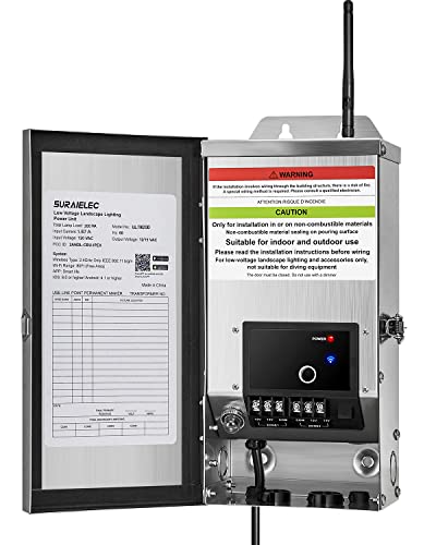 Suraielec 200W Wi-Fi Low Voltage Landscape Transformer, 120V AC to 12V 15V AC Multi Tap, Indoor Outdoor Smart Lighting Transformer, Work with Alexa, Google Assistant & IFTTT, Stainless Steel Suraielec 200W Wi-Fi Low Voltage Landscape Transformer, 120V AC to 12V 15V AC Multi Tap, Indoor Outdoor Smart Lighting Transformer, Work with Alexa, Google Assistant & IFTTT, Stainless Steel