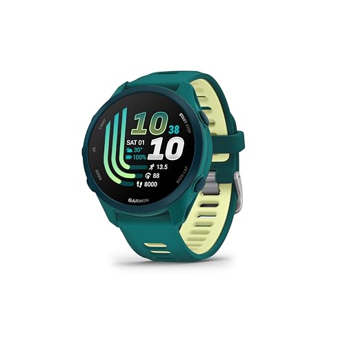 Image of Garmin Forerunner 170 Music, GPS Running Smartwatch, Advanced Training Metrics and Recovery Insights Plus Music Storage, Teal Green with Teal Green /Citron Band