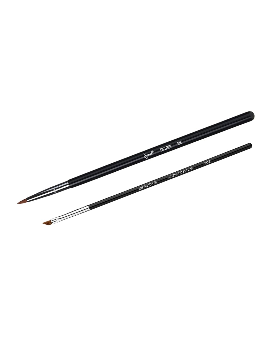Sigma Beauty Eyeliner Duo – E06 Angled & E05 Fine Liner Brushes for Precise Gel and Liquid Eyeliner Application