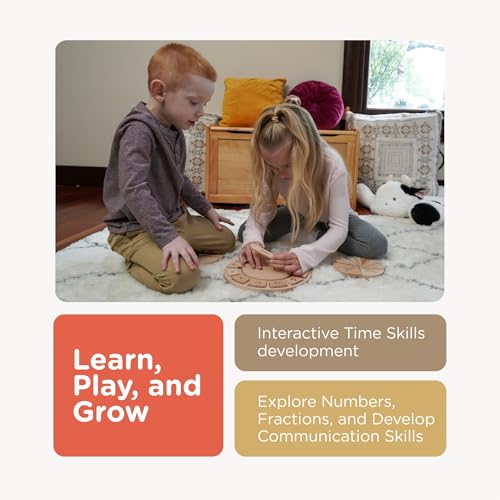 Tomaze Montessori Wooden Toy Clock - Kids\' Educational Kit to Teach Time, Fractions, Numbers, & Sorting with Blocks - Early Math Learning - Gift for Age 4+ Boy Girl Preschooler in Classroom Homeschool - Thumbnail 4