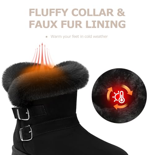 Women's Winter Snow Boots: Warm & Insulated Ankle Boot for Women with Faux Fur Lining Comfort Anti-Slip Chunky Heel Booties3