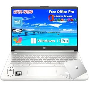 HP Computadora portátil HD de 14 pulgadas, procesador Intel N150, 16 GB de RAM, 384 GB de almacenamiento (128 GB UFS+256 GB MSD), con licencia de por vida de oficina, Copilot AI, Wi-Fi 6, cámara web