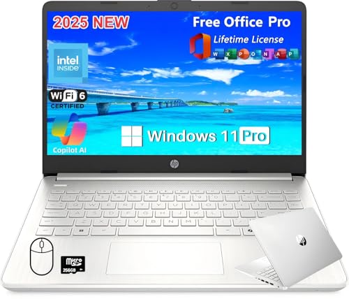 HP 2025 Latest 14" HD Laptop Computer, Intel Processor N150, 16 GB RAM, 384 GB Storage(128GB UFS+256GB MSD), with Office Lifetime License, Copilot AI, Wi-Fi 6, Webcam, Windows 11 Pro, w/Accessories by HP - Used condition - US$312.55