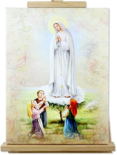 Proposte Religiose Tela Effetto Dipinto - Telaio in Legno Cm 30X40 - MADE IN ITALY (Madonna di Fatima)