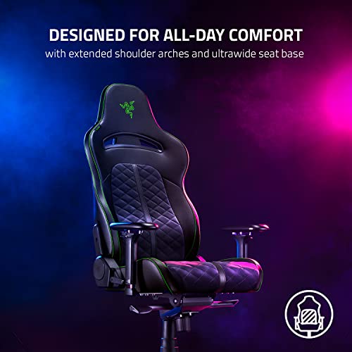 Razer Enki Gaming Chair: All-Day Comfort - Built-in Lumbar Arch - Optimized Cushion Density - Dual-Textured, Eco-Friendly Synthetic Leather - Reactive Seat Tilt & 152-Degree Recline - Black/Green by Razer - Image 3