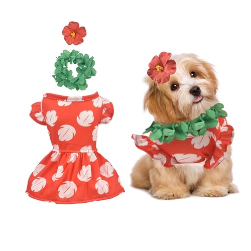 Littledropet Halloween Dog Hawaiian Costume Dress Luau Leis Hair Clip S