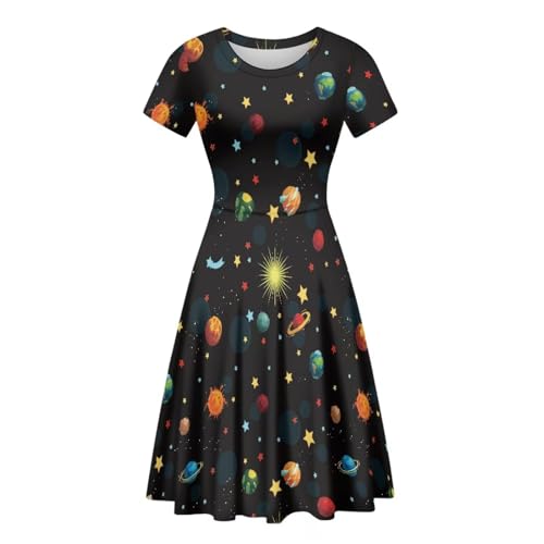 Image of AFPANQZ Womens Casual Summer Lightweight Vintage Dress Short Sleeve Midi Dress Knee-Long Luxury Formal Dress